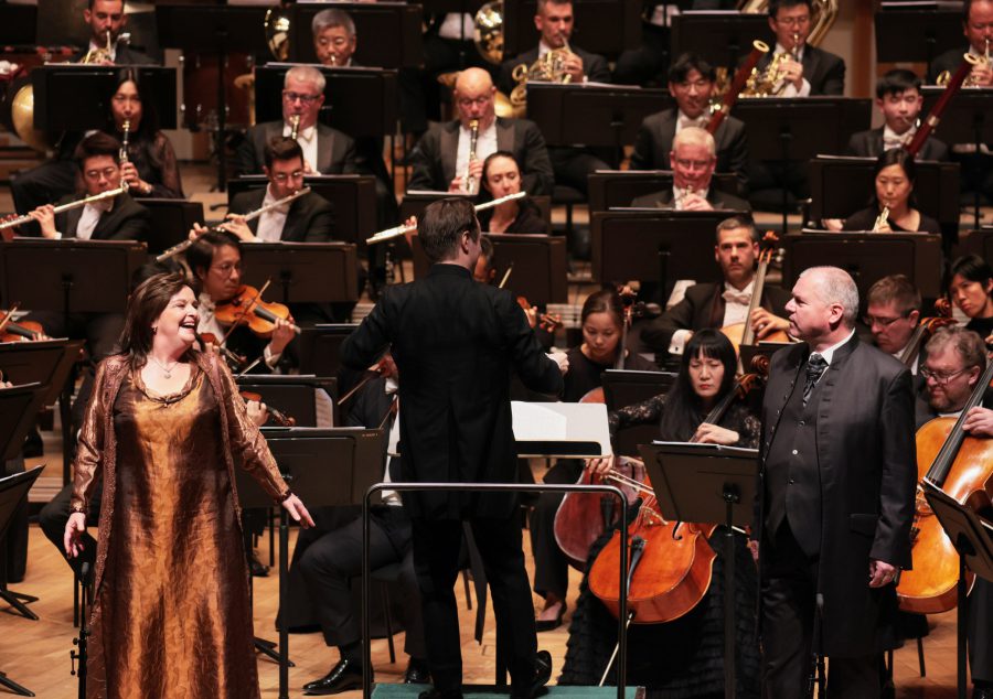 Hong Kong Wagner-Konzert, (v.l.n.r.) Ricarda Merbeth, Pietari Inkinen, Stefan Vinke